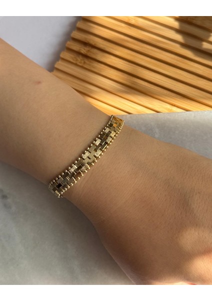 Kordon Model Zarif Şık Gold Renk Çelik Bileklik