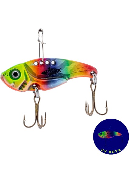 Vibrasyon Yem - Lrf/spin Jig - Fishack Vibrax - 15G 55MM - Rainbow Fury - Uv Boyalı