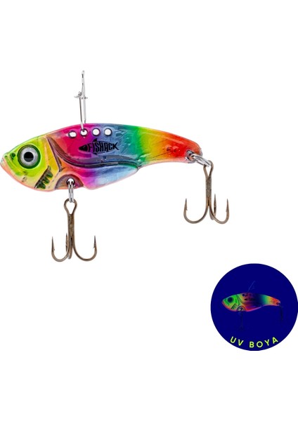 Vibrasyon Yem - Lrf/spin Jig - Fishack Vibrax - 7g 40MM - Rainbow Fury - Uv Boyalı