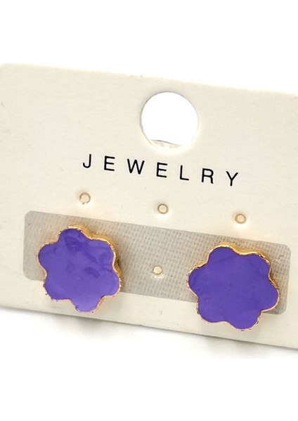 Renkli Kararmaz Papatya Figürlü Lüks Küpe