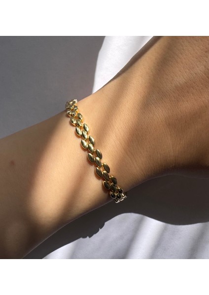 Kordon Model Taşsız Altın Renginde Bileklik