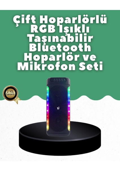 Yüksek Ses Güçlü Kablosuz Hoparlör Karaoke Mikrofonlu