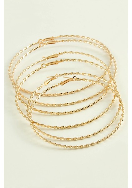 Burgulu Metal Halka Küpe 6 Adet