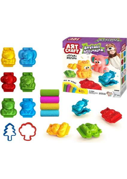 03550, 3D Hayvanlar Hamur Set 200 gr / +3 Yaş