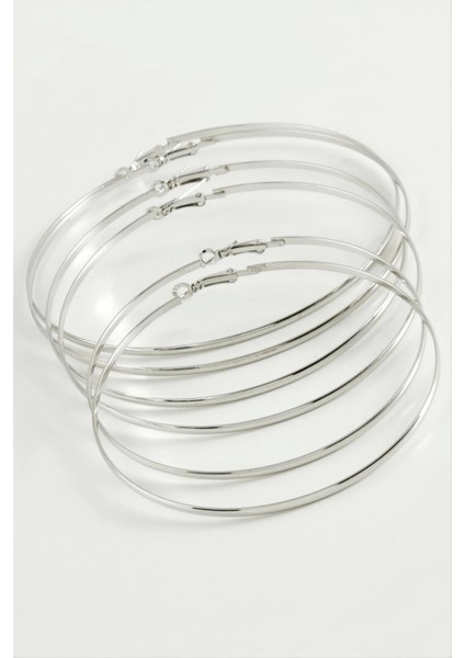 Düz Metal Halka Küpe 6 Adet