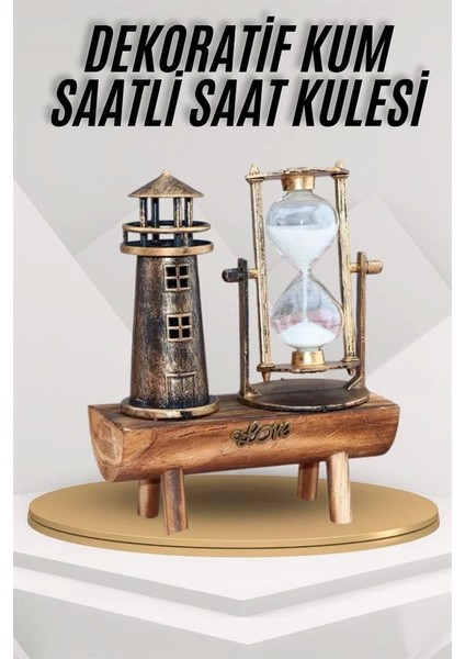 Deniz Feneri Kum Saati Ahşap Görünümlü Vintage Tarz Biblo fiyatları