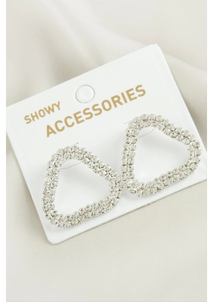 Oval Suyolu Taşlı Küpe