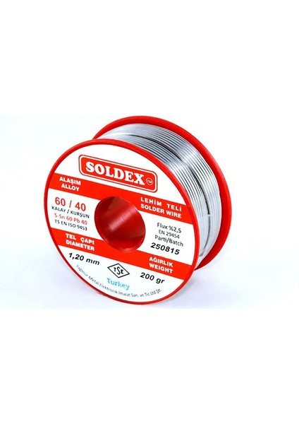 Soldex 60-40 Lehim Teli 200 gr 0,75 mm - Sn:60 / Pb:40