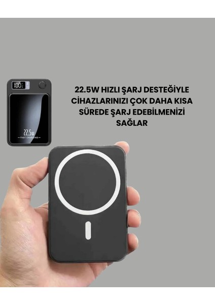 20W Pd ve 15W Manyetik Kablosuz Şarj Destekli Taşınabilir Powerbank modelleri