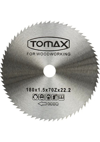 Tomax Ağaç Daire Testeresi (Elmassız) 180X1,5 Diş 70Z