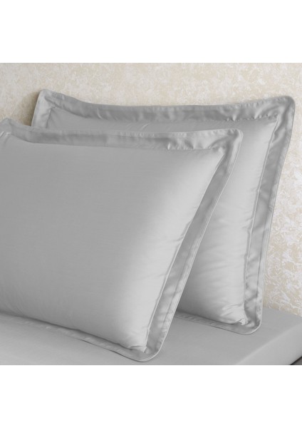 x Tencel™ Lyocell 2'li Volanlı Yastık Kılıfı Seti Gri