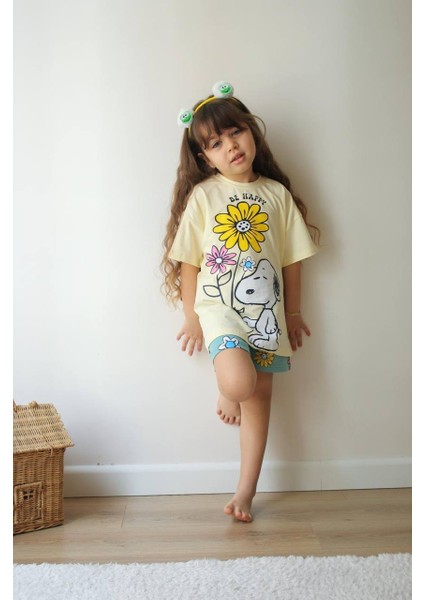 Happy -Çiçek Detaylı Kızçocuk Şortlu Takım fiyatları
