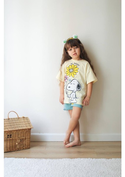 Happy -Çiçek Detaylı Kızçocuk Şortlu Takım modelleri