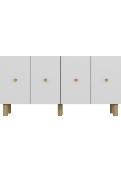 KA1504DB- Zeyn Bohem Konsol,tv Sehpası,çok Amaçlı Dolap,kahve Köşesi 150CM Safirmeşe-Beyaz