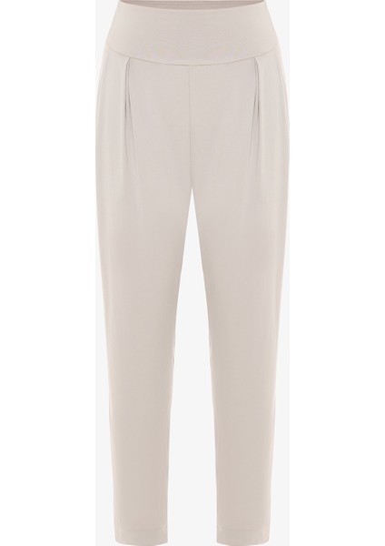 Bej Yüksek Bel Bilek Boy Yoga Pantolonu