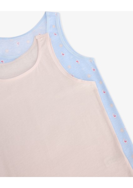 Kız Çocuk Chicken Çiçekli Desenli Kalın Askılı Pamuklu 2'li Atlet fiyatları