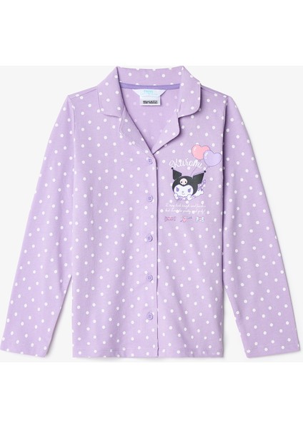 Lila Kız Çocuk Kuromi Uzun Kollu Gömlek Pijama Takımı fiyatları
