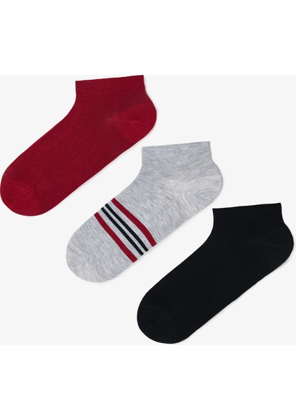 Erkek Flag Çizgili 3'lü Sneaker Çorap