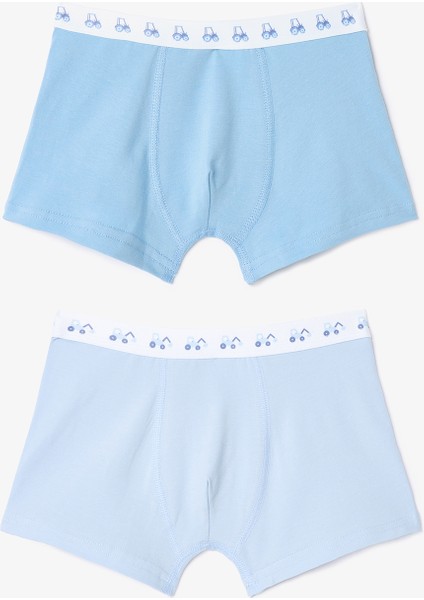 Erkek Çocuk Araba Desenli Normal Bel Pamuklu 2'li Boxer