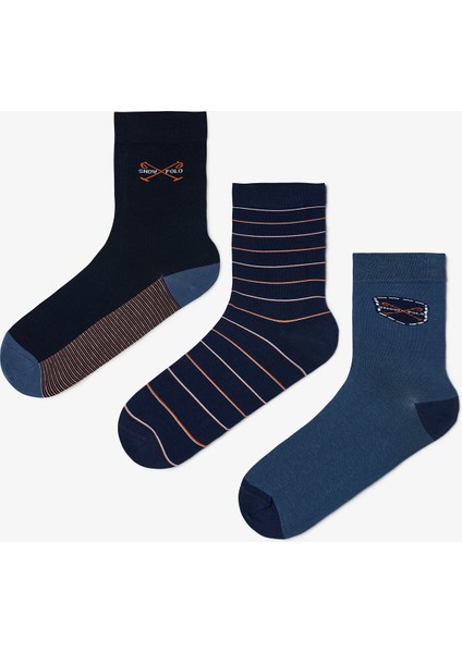 Çok Renkli Erkek Shield Çizgili 3'lü Soket Çorap