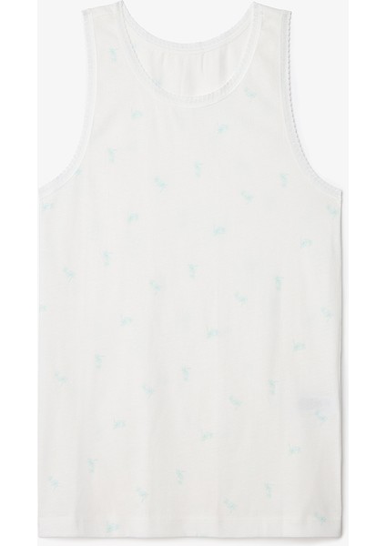 Optik Beyaz Kız Çocuk Pollen 2'li Çıtır Çiçek Desenli Pamuklu Atlet modelleri