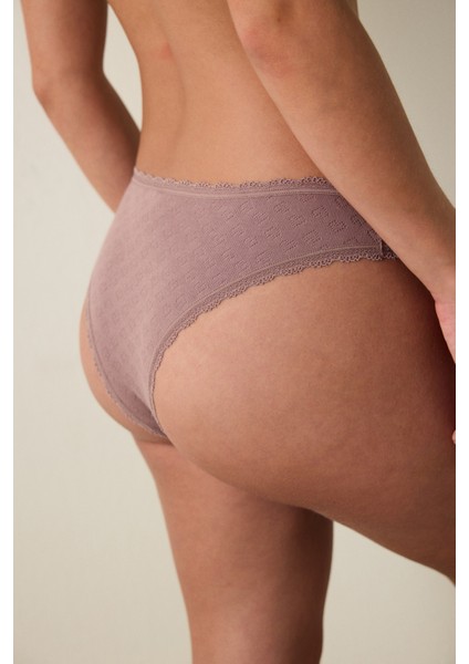 Açık Kahverengi Kalp Desenli Pointel Düşük Bel Brazilian Külot fiyatları