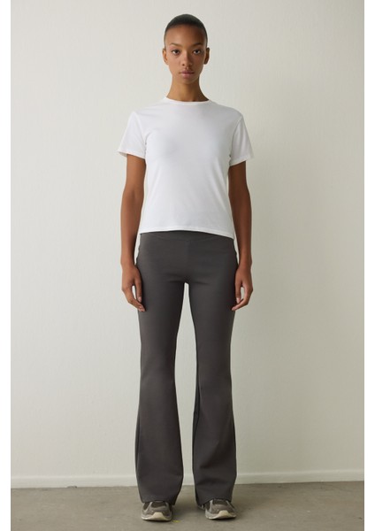 Antrasit Easy Yüksek Bel Ispanyol Paça Pantolon