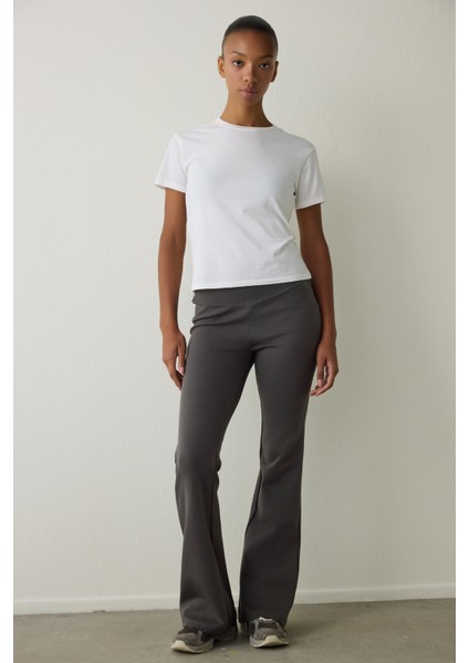 Antrasit Easy Yüksek Bel Ispanyol Paça Pantolon fiyatları