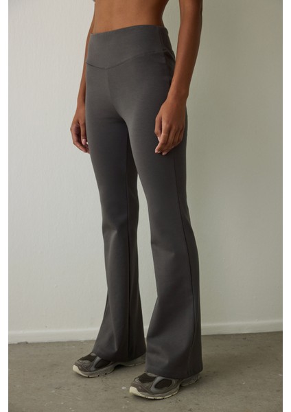 Antrasit Easy Yüksek Bel Ispanyol Paça Pantolon modelleri