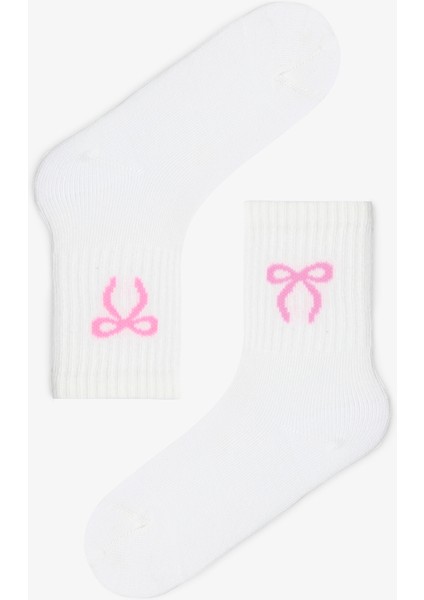 Karışık Renkli Kız Çocuk Ballerina Fiyonklu 2'li Soket Çorap modelleri