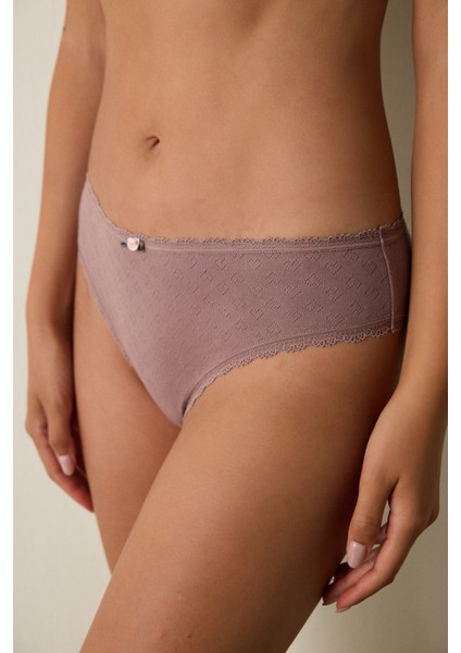 Açık Kahverengi Pointel Düşük Bel Külot