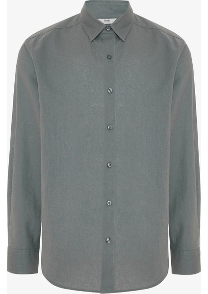 Gri Erkek Uzun Kollu Plaj Gömleği