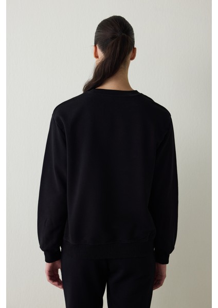 Siyah Balıkçı Yaka Modal Uzun Kollu Üst