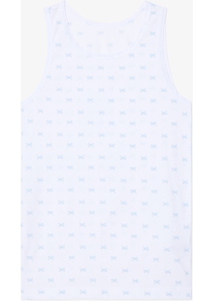 Optik Beyaz Kız Çocuk Bow Kurdela Desenli Pamuklu 2'li Kalın Askılı Atlet modelleri