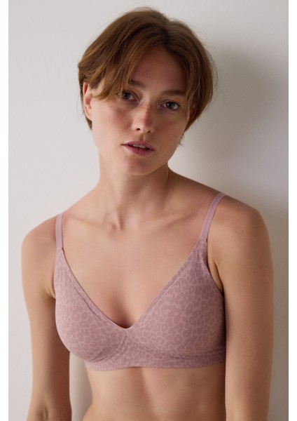 Kirli Pembe Tatto Effect Dikişsiz Balensiz Fitilli Üçgen Sütyen fiyatları