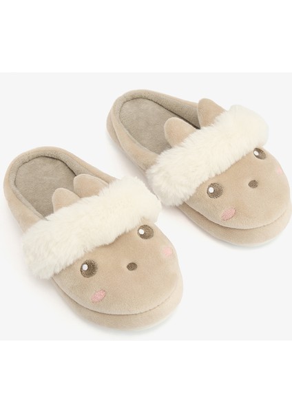 Bej Kız Çocuk Rabbit Nakışlı Ev Terliği fiyatları