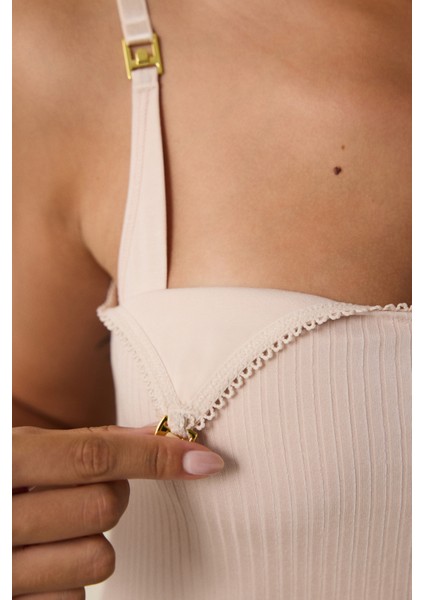 Açık Bej Ayarlanabilir Askılı Emzirme Atleti modelleri