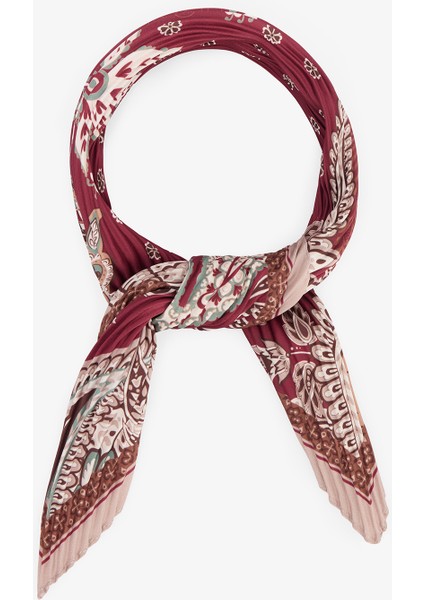 Bordo Denisa Şal Desenli Bandana