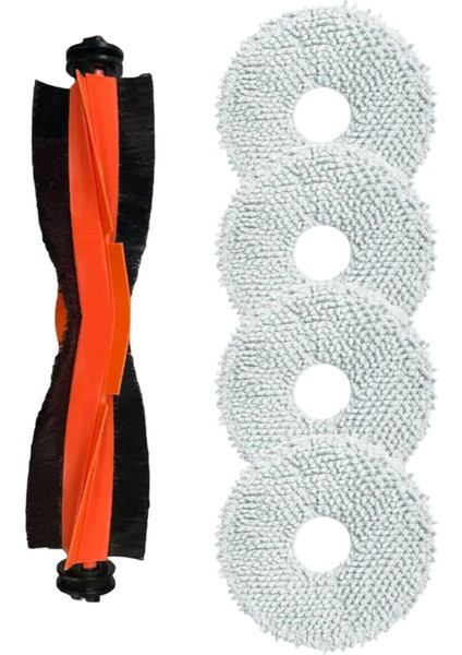 Xiaomi S20+ Plus B108GL Robot Süpürge Uyumlu 1 Adet Ana Fırça - 4 Adet Mop Bezi Yedek Parça Seti