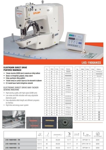 LKS-1900ANSS Elektronik Direct Drive Punteriz Makinası fiyatları
