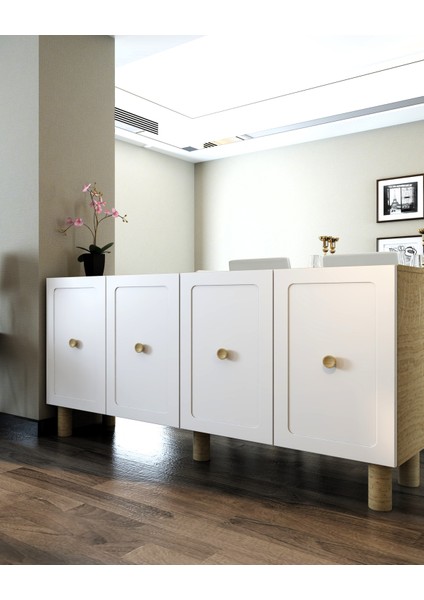 KA1506DB- Salda Bohem Konsol , Tv Sehpası , Çok Amaçlı Dolap , Kahve Köşesi 150CM Safirmeşe-Beyaz fiyatları