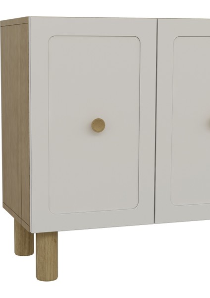 KA1506DB- Salda Bohem Konsol , Tv Sehpası , Çok Amaçlı Dolap , Kahve Köşesi 150CM Safirmeşe-Beyaz