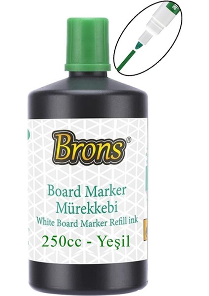 Yeşil Yazı Tahta Kalem Mürekkebi 250ML 1 Adet Brons Tahta Kalemi Mürekkebi Kolay Silinebilir 250GR Okul Sınıf Öğrenci