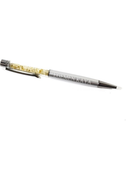 Sitrin Doğal Taşlı Özel Tasarım Tükenmez Kalem | Kişiye Özel Isim Yazılabilir fırsatları