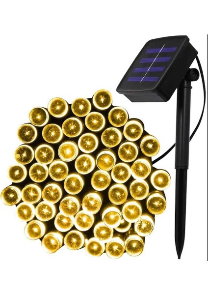 8 Modlu Güneş Enerjili 100 LED 12 Metre Sarı Renk Bahçe Aydınlatması LED Işık fiyatları