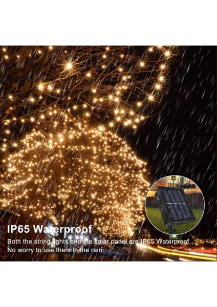 8 Modlu Güneş Enerjili 100 LED 12 Metre Sarı Renk Bahçe Aydınlatması LED Işık modelleri