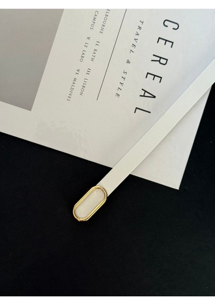 Gold Toka Detaylı Ince Kadın Kemer