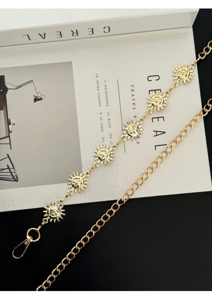 Gold Güneş Toka Detaylı Ayarlanabilir Zincir Kadın Kemer