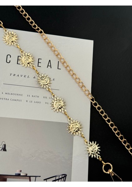 Gold Güneş Toka Detaylı Ayarlanabilir Zincir Kadın Kemer modelleri