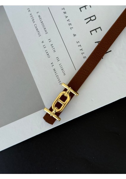 Gold Toka Detaylı Kadın Kemer